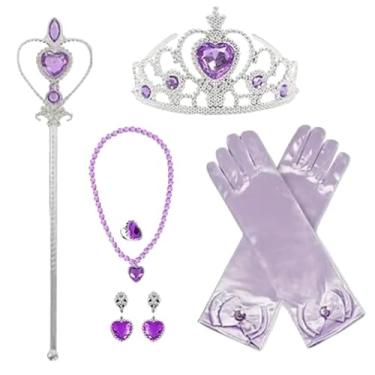 Imagem de Kit Acessórios Princesa Brinco Colar Luva Coroa Anel Varinha (Ariel - Rapuzen - Sofia)
