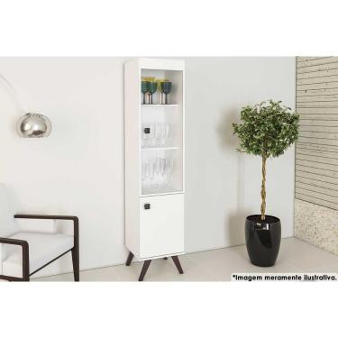 Imagem de Cristaleira Sala Jantar RT3105 c/ 1 Porta e 1 Gaveta Branco - Movelbento