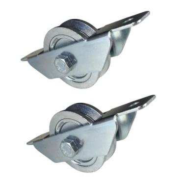 Imagem de Kit 2 Roldana 2 Polegadas 5 Cm Suporte Portão Cantoneira V(Parafuso)