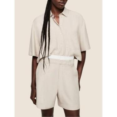 Imagem de Calça Reta Cintura Alta Cós Duplo Em Alfaiataria Dzarm-Feminino