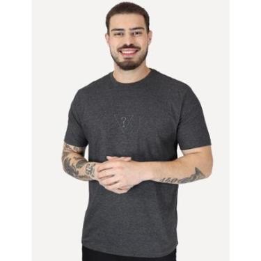 Imagem de Camiseta Guess Masculina Signature Logo Triangle Chumbo Mescla-Masculino