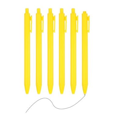 Imagem de PATIKIL Pacote com 6 canetas retráteis de 0,5 mm, canetas esferográficas retráteis, ponta fina, escrita suave, fofa, para escritório, casa, diário, caderno, amarelo escuro