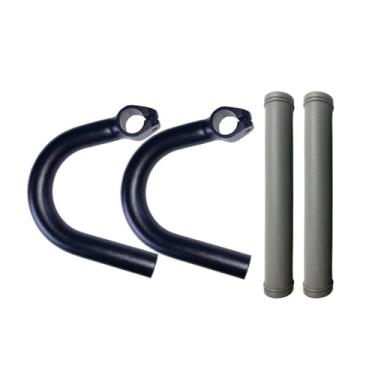 Imagem de Fenteer Guidão de bicicleta em liga de alumínio, peças de reposição fortes com manga, barra de apoio em ângulo externo para bicicletas de estrada, com Manga Cinza