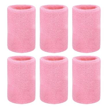 Imagem de YELARXI Pulseiras de suor, pulseiras para esportes de suor 10 x 7,6 cm e pacote com 6 e rosa para (tênis/basquetebol/futebol/corrida/malhar/homens e mulheres)