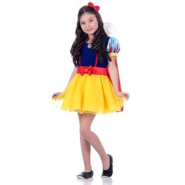 Imagem de Fantasia Branca de Neve Infantil Vestido Curto Original - Disney Princ