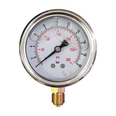Imagem de Manômetro Com Glicerina 63Mm 0 A 20 Bar Rosca 1/4 Bsp - Engarb