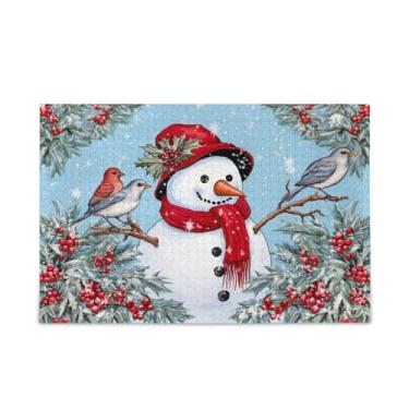 Imagem de WELLDAY Quebra-cabeça boneco de neve pássaros 1000 peças grande jogo de arte para adultos adolescentes