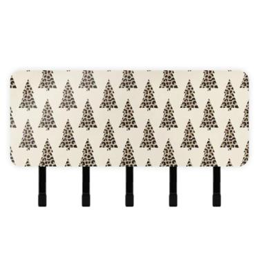 Imagem de Burbuja Porta-chaves de leopardo de árvore de Natal com 5 ganchos, porta-chaves autoadesivo montado na parede, organizador de armazenamento de correio para entrada, decoração de casa