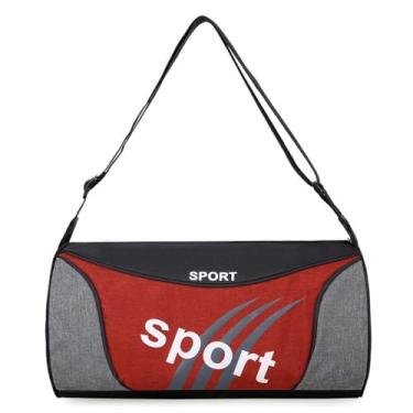 Imagem de Bolsa de ombro com cinto de qualidade leve bolsa de treinamento portátil grande capacidade bolsa masculina (vinho tinto)