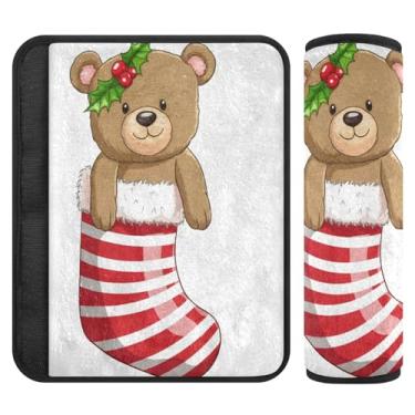 Imagem de Burbuja Capa para cinto de segurança de carro com meia de Natal, macia, confortável, protetor de cinto de segurança para alça de ombro de assento, 1 par pequeno