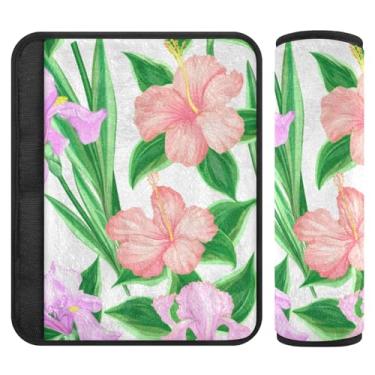 Imagem de Burbuja Capa para cinto de segurança de carro Flowers Protetor de cinto de segurança de carro macio confortável para alça de ombro de assento, 1 par médio