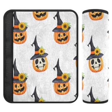 Imagem de Burbuja Capa para cinto de segurança de carro Jack O Lantern Pumpkins Protetor de cinto de segurança de carro macio confortável para alça de ombro de assento, 1 par pequeno
