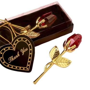 Imagem de Rosa de metal dourado em caixa de presente – Lembrança atemporal para ela no Dia dos Namorados, Mãe e Mulher (Vermelho)