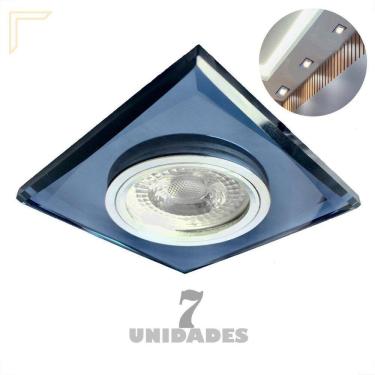 Imagem de Kit 7 Spot Embutir Preto Quadrado Cristal Espelhado Quarto