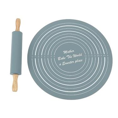 Imagem de QANYEGN Esteira antiderrapante da pastelaria do silicone, almofada de amassar do rolo, esteira do cozimento do rolo da massa da pizza para a torta, crosta, biscoitos, pão, pastelar (Cinza)