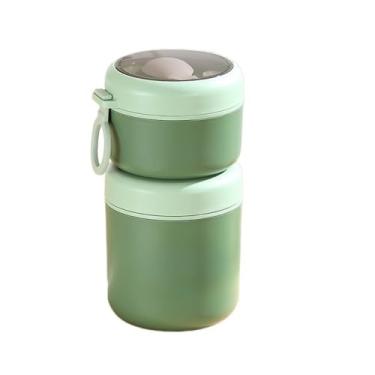 Imagem de Kit Trio Marmita Inox 304 Com Isolamento Bloqueio De Temperatura 290ML A 600ML(verde 290ml + 530ml)