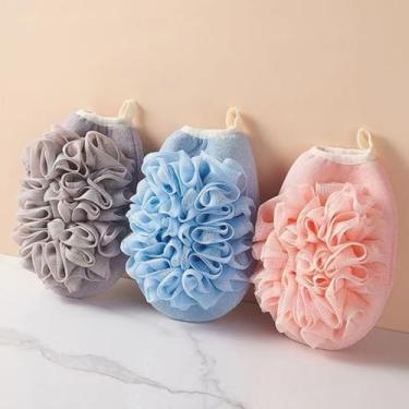 Imagem de Luva de bucha de banho dupla face, ferramenta de chuveiro esfoliante para limpeza do corpo e espuma reutilizável acessório de banheiro