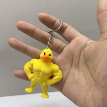 Imagem de Estatueta de músculos flexíveis, pinguim de borracha muscular, impresso em 3D, mini chaveiros de pato de borracha