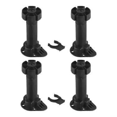 Imagem de Conjunto ajustável para armário sofá mesa plástico ABS preto pacote com 4 opções de altura antiderrapante 80 mm 100 mm 120 mm fácil instalação estabilidade projetos DIY (12 cm)