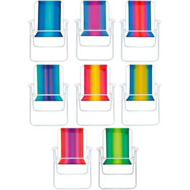 Imagem de Cadeira De Praia Alta Dobrável Em Aço 110kg Piscina Camping Jardim Pescaria Viagem