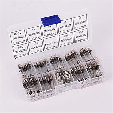 Imagem de Fusível 72 peças 6x30mm fusíveis de vidro de sopro rápido fusíveis de tubo de vidro de carro kit sortido 250 10 peças assento fusível 6 * 30 fusíveis domésticos com caixa