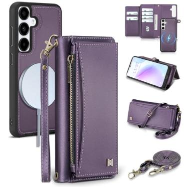 Imagem de BLISLIAR Capa carteira para Samsung Galaxy S24 Plus com porta-cartões/carteira/alça transversal | Bloqueio RFID | Magnético | Suporte | Destacável | Capa de telefone de couro PU para Galaxy S24+, 6,7