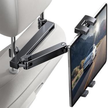 Imagem de Coolpow Suporte de tablet para encosto de cabeça de carro [3 em 1] Braço de extensão resistente ajustável para tablet suporte de carro para assento traseiro, essenciais para viagens de carro para