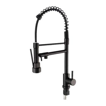 Imagem de Torneira De Pia Cozinha Bancada Gourmet 2 Jatos Preto Flex