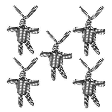 Imagem de CUOFYUNL 5 unidades de coelhos pequenos brinquedos de pelúcia decoração em formato de coelho enfeite de animal fofo para bolsa (Grade Preto e Branco)