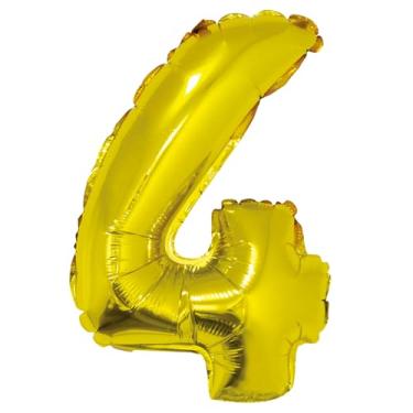 Imagem de BALAO METALIZADO C/CANUDO 16" DOURADA NUMERO 4