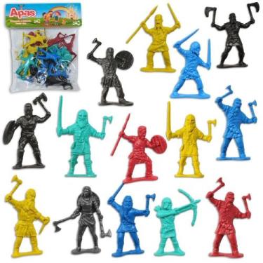 Imagem de Kit com 20 Mini boneco Vikings heróis de plástico Apas