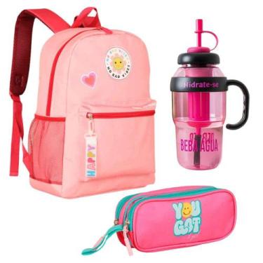 Imagem de Kit Escolar Mochila + Estojo + Garrafa 1300ml Original Clio -