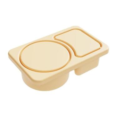 Imagem de Recipiente de silicone para lanches de compartimento duplo com tampas, caixa portátil de armazenamento de alimentos à prova de vazamento para viagens, escola, escritório, lavável na lava-louças