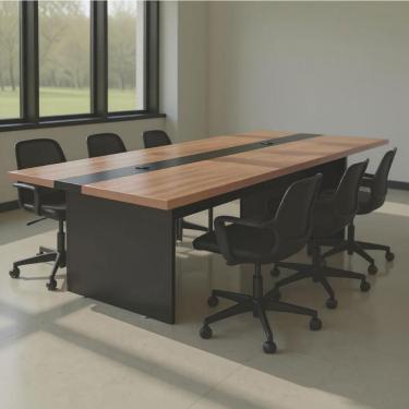 Imagem de Mesa De Reunião Executiva 6 Lugares Premium 2,40m Noce