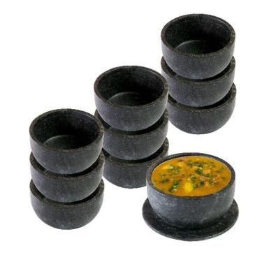 Imagem de Kit 10 Cumbucas Bowl Pedra Sabão Com Prato 500 Ml