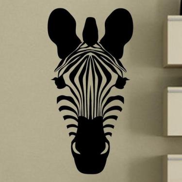 Imagem de Adesivos de parede Zebra Head Minimalist Preto Branco PVC 30x58cm - yi