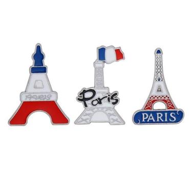 Imagem de Conjunto de broches e emblemas de lapela em liga de Paris da Torre Eif