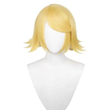 Imagem de Peruca de cosplay, curta, loira, Bob, cabelo sintético, 25 cm para tod