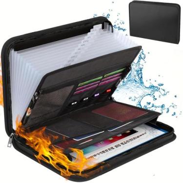 Imagem de Pasta de acordeão à prova de fogo à prova de fogo, 13 bolsos, preta - 