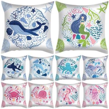 Imagem de Conjunto de fronhas Ocean Animal Marine Life 45 x 45 cm 12 unidades - 