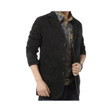 Imagem de Blazer Casual De Algodão Solto Para Homens De Meia-Idade, Estilo Britâ