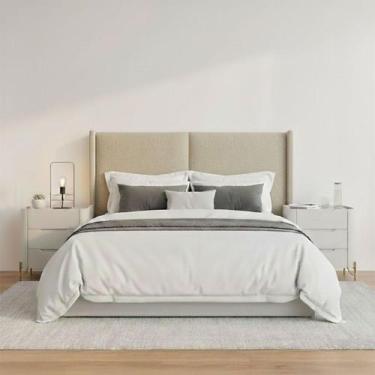 Imagem de Cabeceira Queen Estofada 176cm com 2 Mesas de Cabeceira 100% MDF - Cas