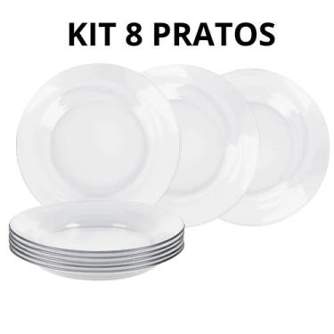 Imagem de Kit Jogo De Pratos Liso Fundo Vidro Milly Transparente 22cm - Wellmix