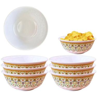 Imagem de 6 Tigelas Bowl de Melamina Decorado Para Sobremesas 830ml - Fx