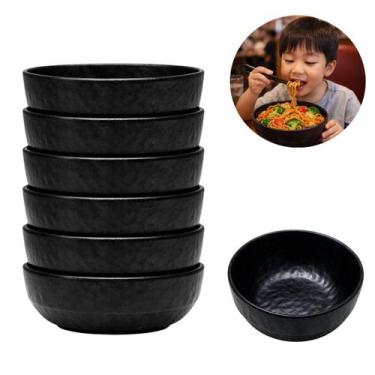 Imagem de 6 Tigelas Bowl Melamina Preto Restaurante Oriental 300ml - Equipe Y