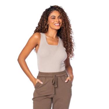 Imagem de Regata Feminina Biamar Algodão Decote Quadrado Bege, Bege, Único