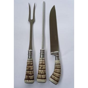 Imagem de Conjunto Modelo AL 8 Polegadas garfo, faca, chaira -cabo resina rabo t