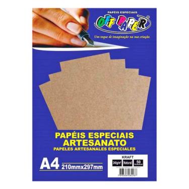 Imagem de Papel Kraft 240g A4 Pardo Natural Rústico e Elegante Off Paper Pacote 