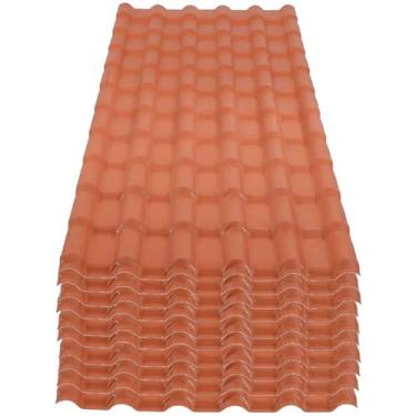 Imagem de Kit com 10 Telha PVC Plan Cerâmica 2,42 Metros x 88cm com 6 Ondas Terr