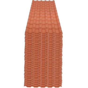Imagem de Kit com 30 Telha PVC Plan Cerâmica 2,42 Metros x 88cm com 6 Ondas Terr
